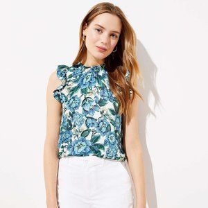 SOLD - LOFT Petite Floral Ruffle Shell